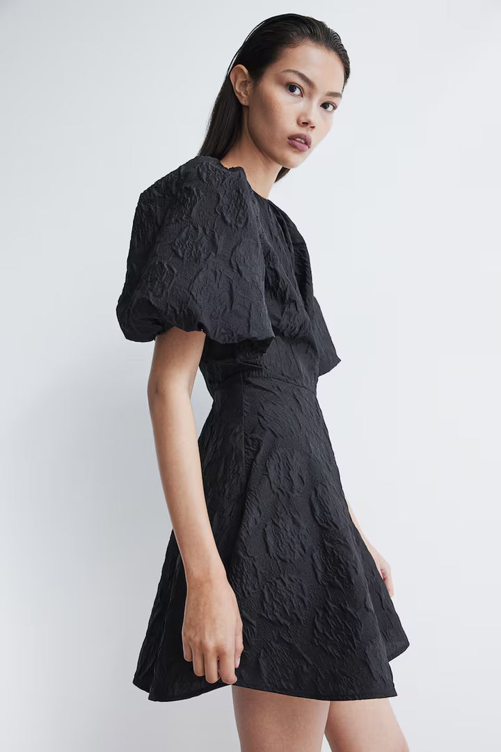 H&M Jacquard-weave Tie-back Dress