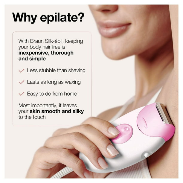 Braun Silk-épil 3 3-270, Epilator for Women for Long-Lasting Hair Removal, White/Pink, 1CT