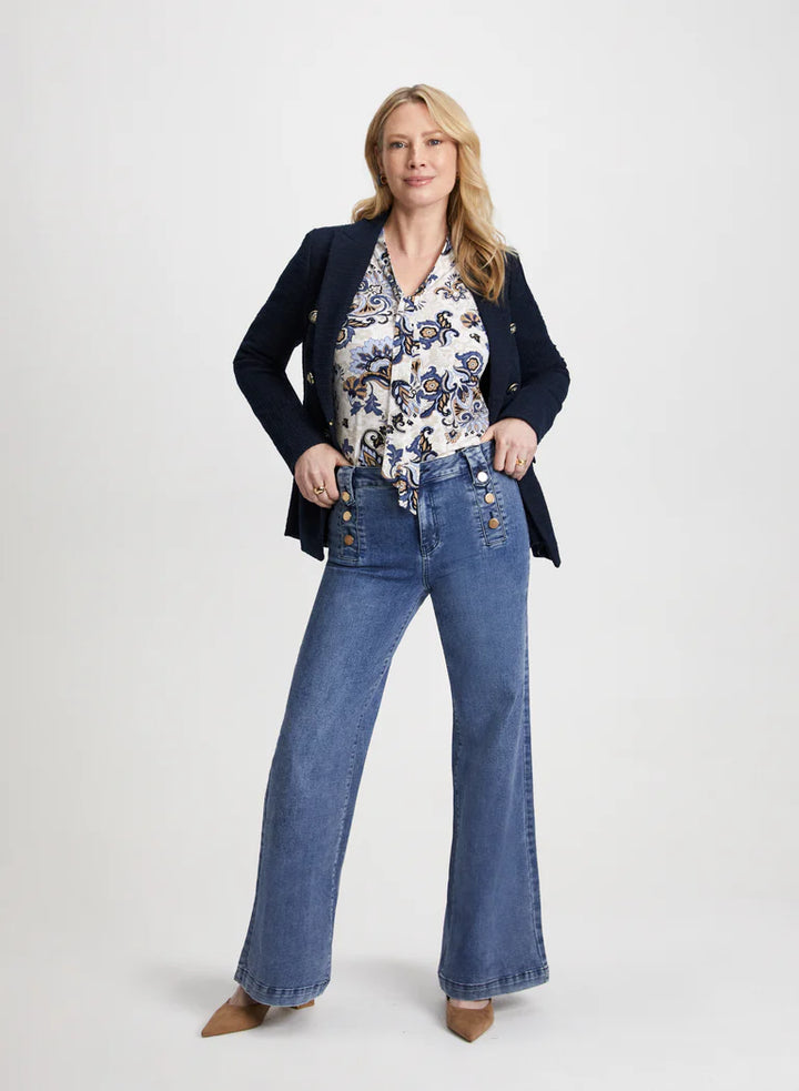LAURA Tie-Neck Paisley Print Top
