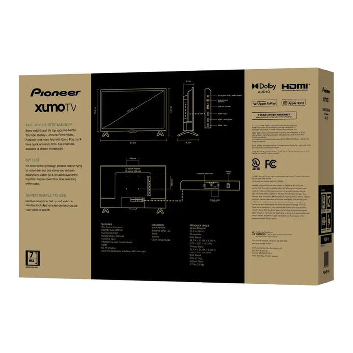 Pioneer - 24” Class LED HD Xumo Smart TV