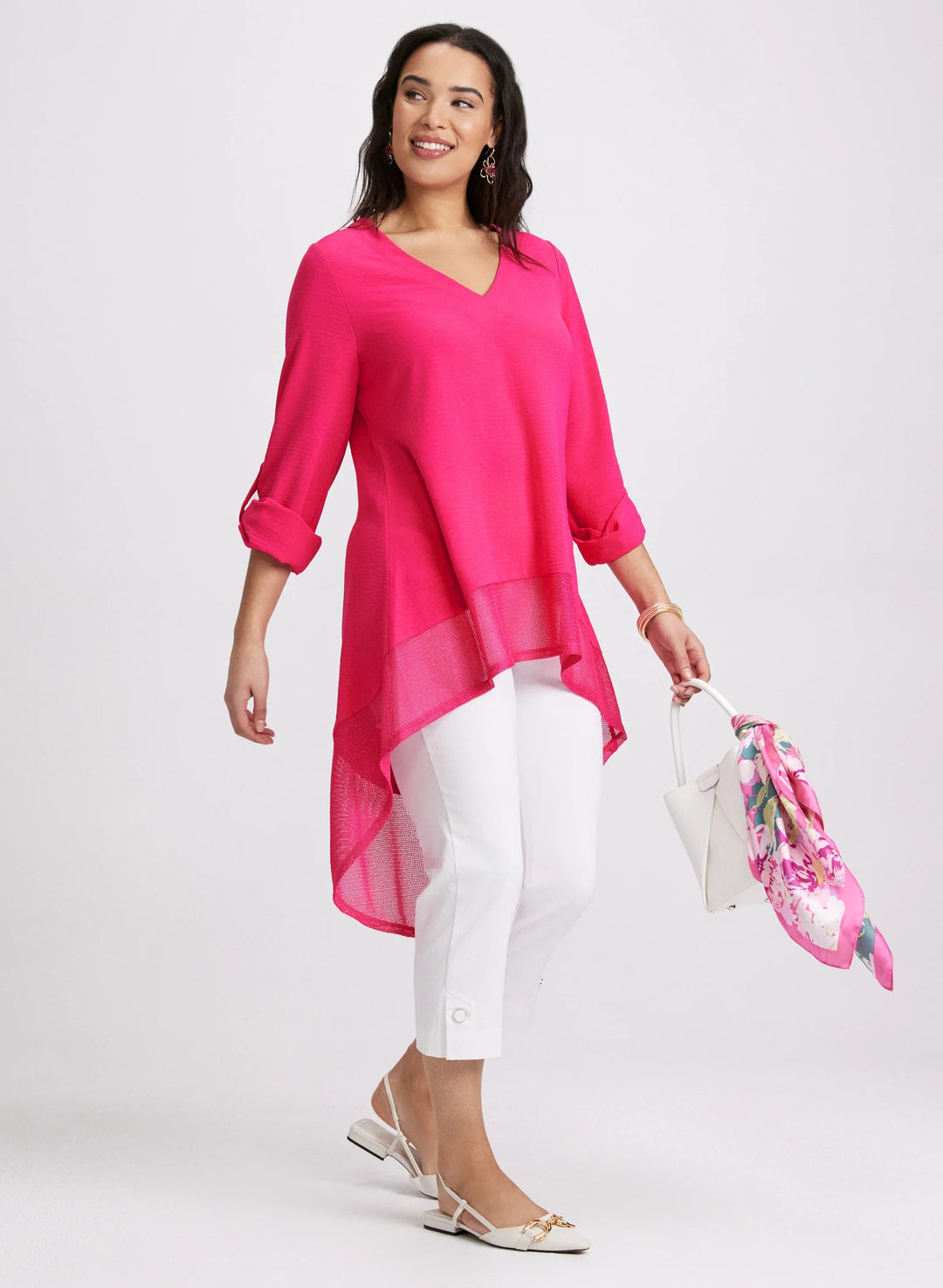 LAURA Asymmetric Mesh Hem Tunic