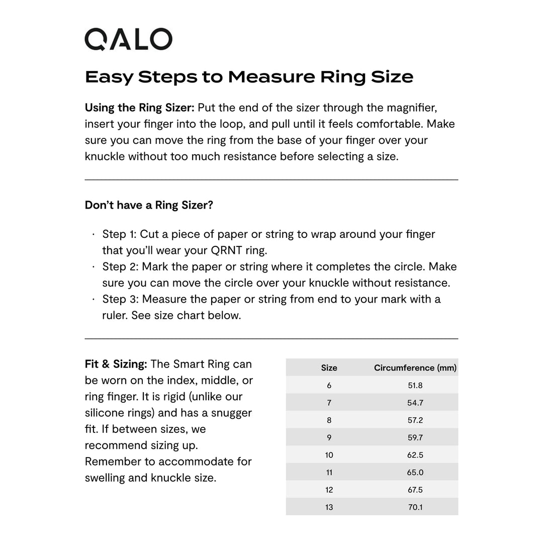 QALO QRNT Matte Silver Smart Ring Size 08