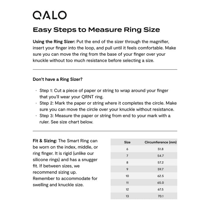 QALO QRNT Matte Silver Smart Ring Size 08