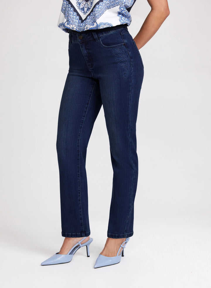 LAURA Embroidered Straight Leg Jeans