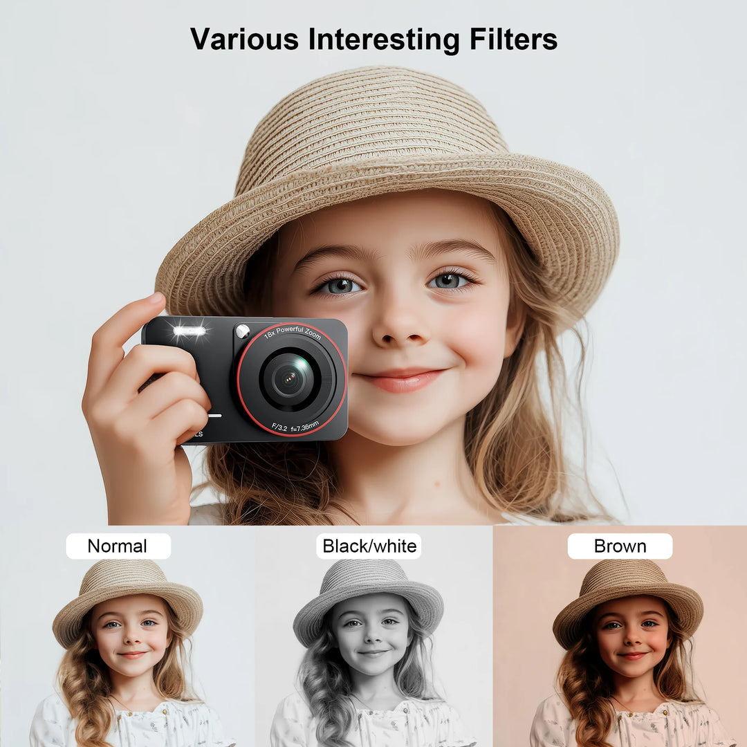 Losei 64MP 4K Digital Camera, 2.8" Screen 18X Digital Zoom Anti Shake Compact Retro Camera, Vlogging Camera for Kids Teens Seniors with 32GB Card（Black）
