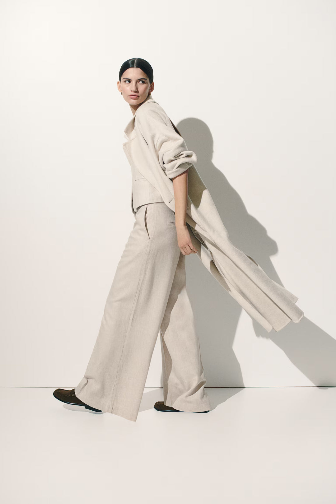 H&M Wide-Leg Linen-Blend Pants