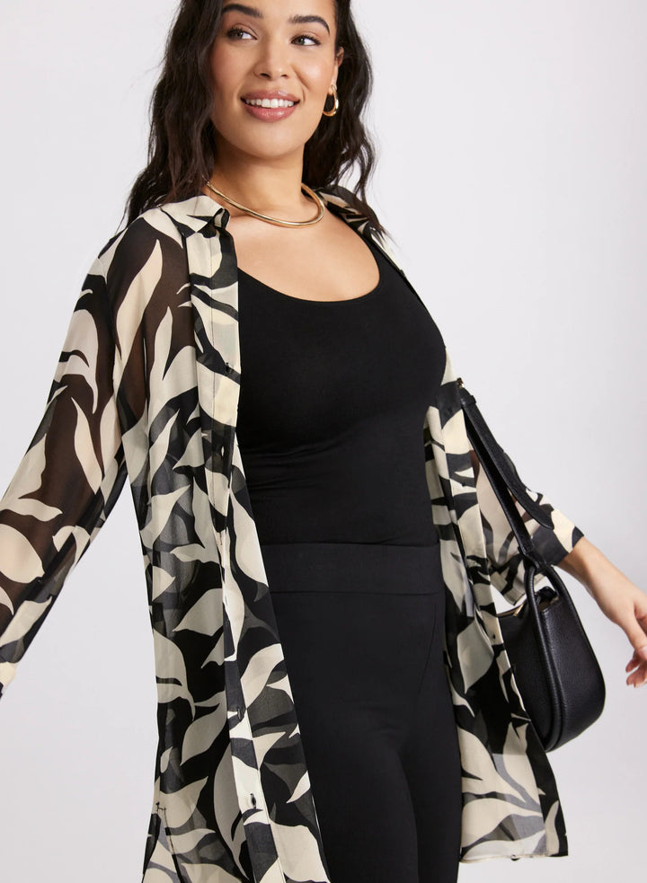 LAURA Leaf Print Tunic Blouse