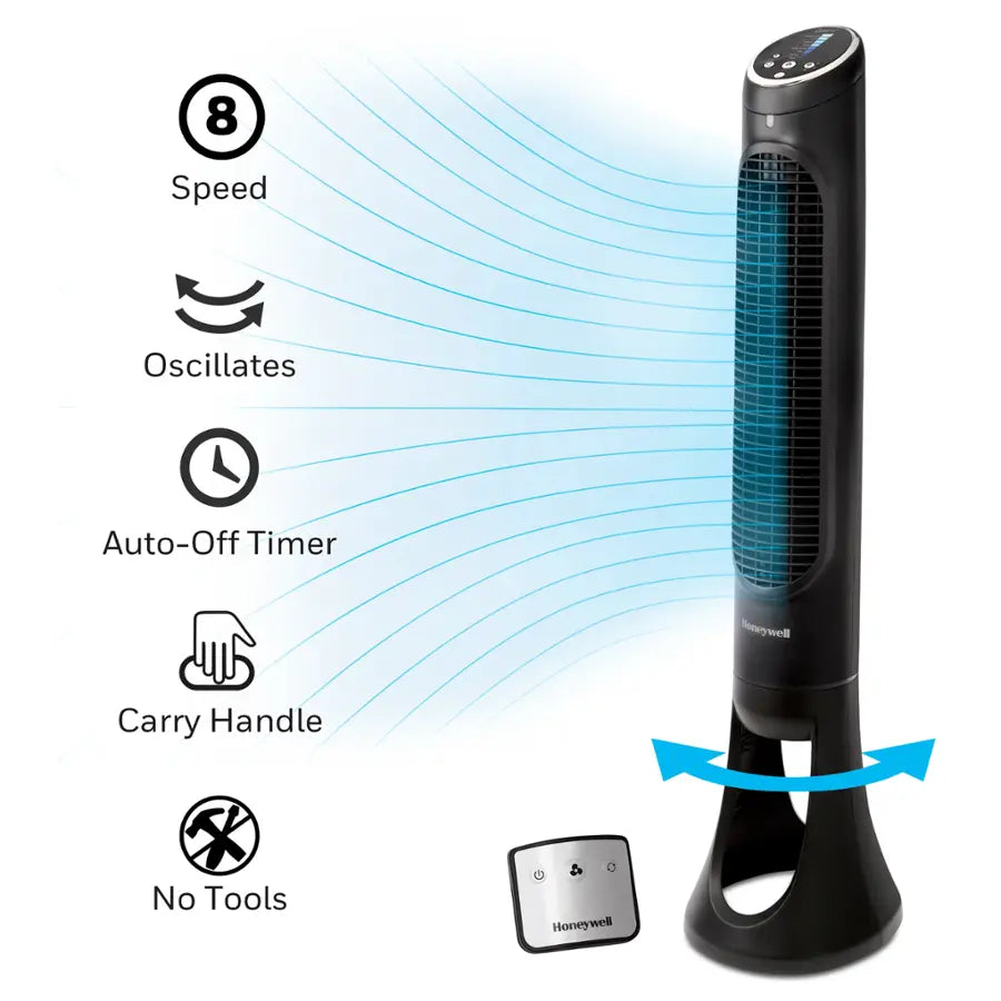Honeywell - QuietSet Oscillating Whole Room Tower Fan HYF290B - Black