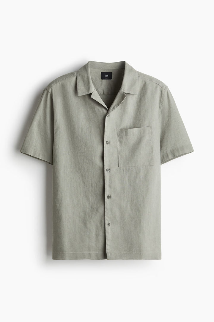 H&M Regular-Fit Short-Sleeved Linen-Blend Shirt