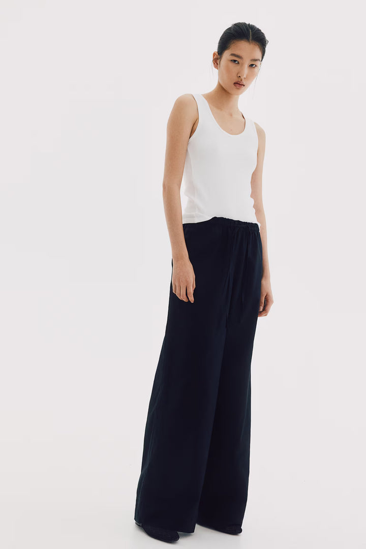 H&M Wide-leg Linen-blend Pants