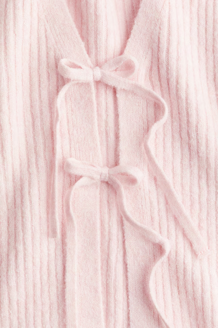 H&M TIE-DETAIL RIB-KNIT TOP