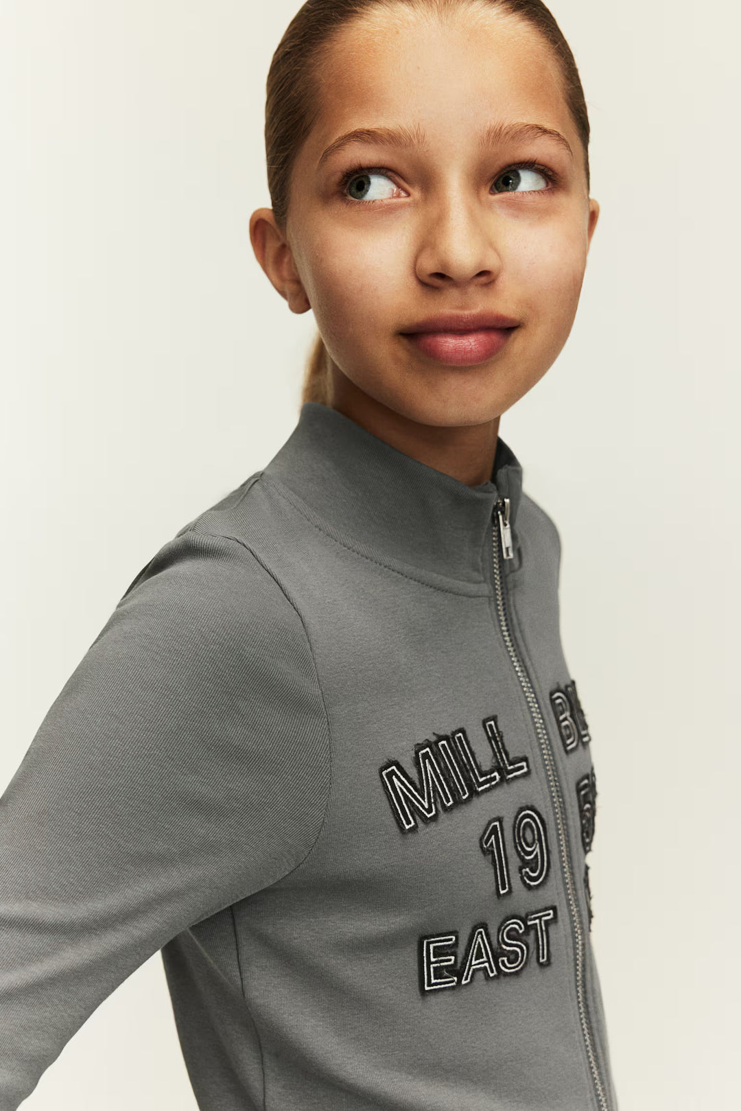 H&M Motif-detail Zip-front Top