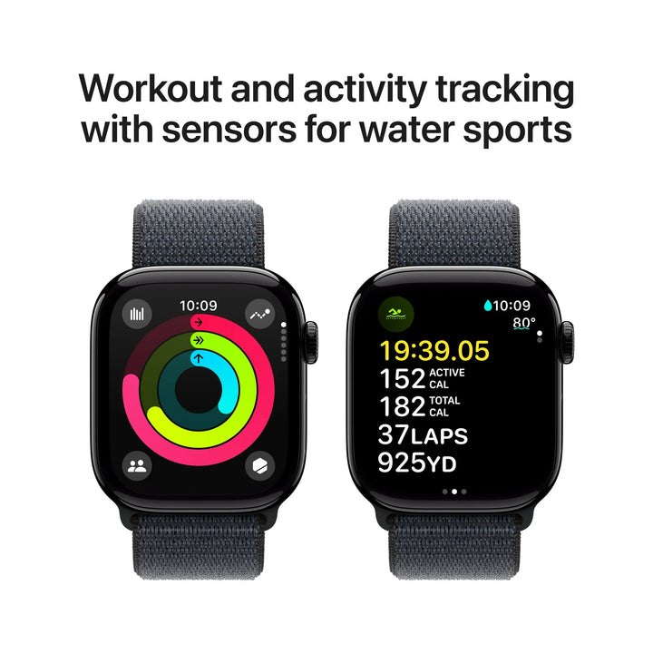 Apple Watch Series 10 GPS + Cellular 46mm Jet Black Aluminum Case with Ink Sport Loop