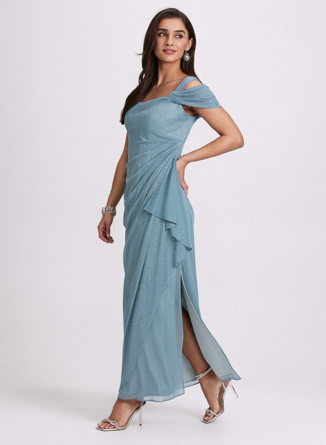 LAURA Draped Glitter Dress
