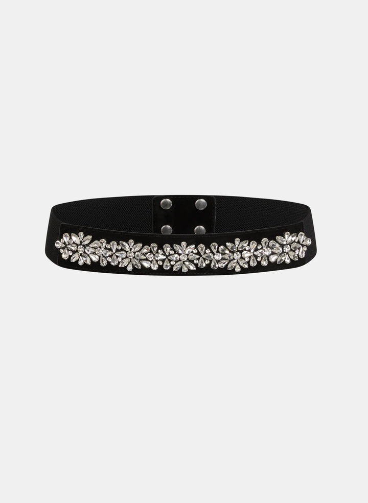 Laura Rhinestone Flower Elastic Belt