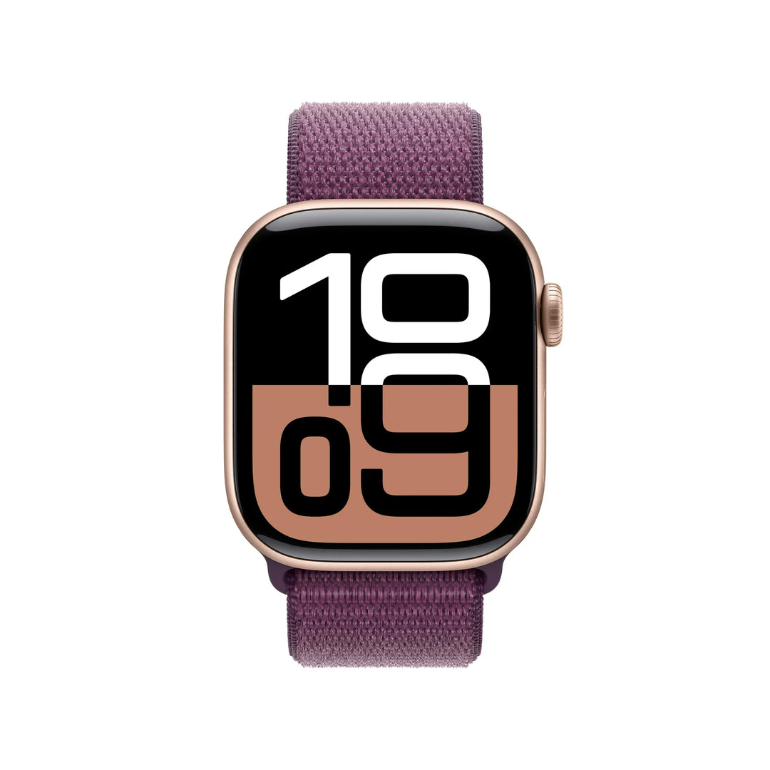 Apple Watch Series 10 GPS + Cellular 46mm Rose Gold Aluminum Case with Plum Sport Loop