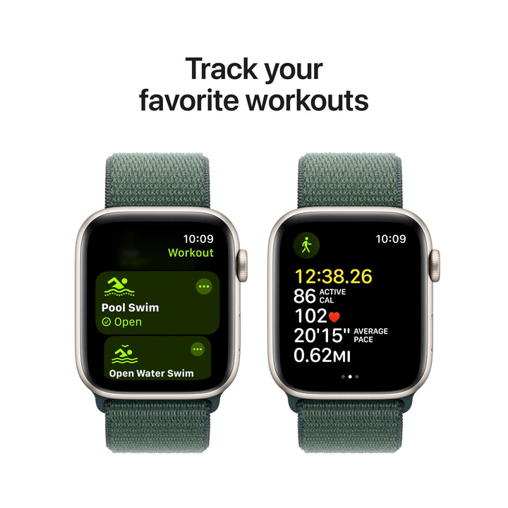 Apple Watch SE (2nd Gen) [GPS + Cellular] Smartwatch with 44mm Starlight Aluminum Case with Lake Green Sport Loop. Fitness & Sleep Tracker, Crash Detection, Heart Rate Monitor