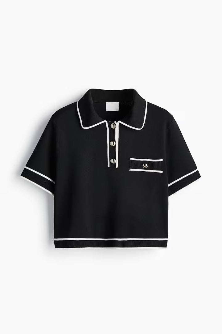 H&M KNIT TOP WITH COLLAR