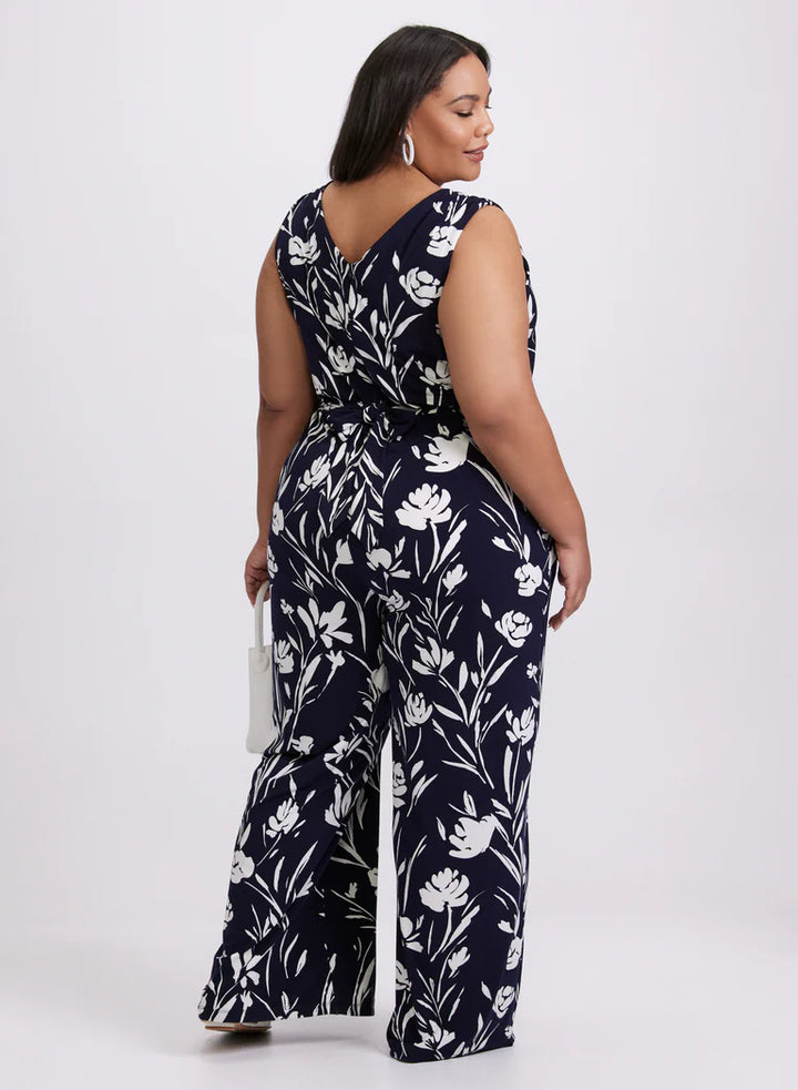 LAURA Floral Braided Belt Jumpsuit