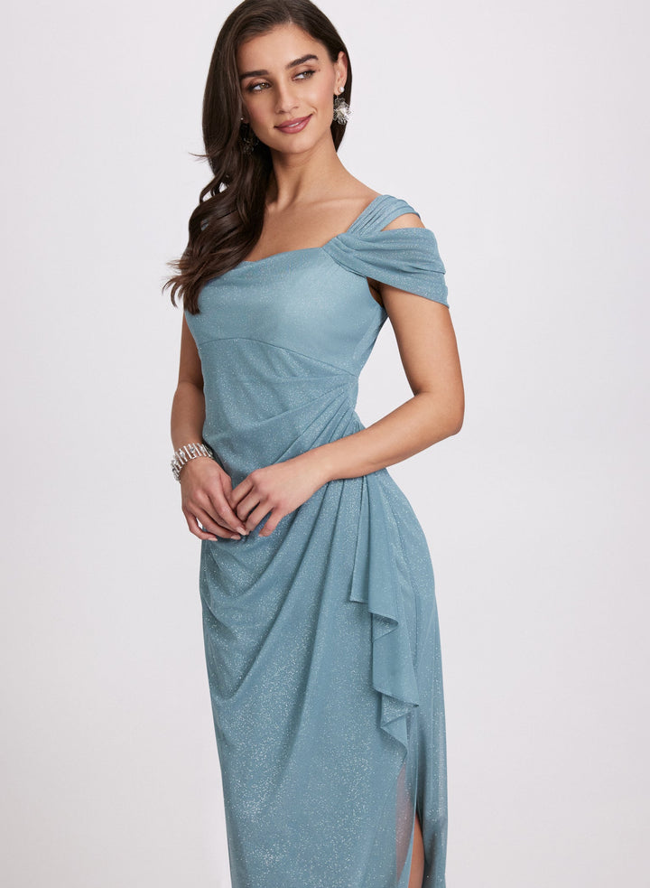LAURA Draped Glitter Dress