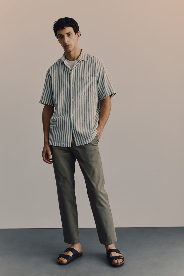 H&M Regular Fit Linen-blend Resort Shirt
