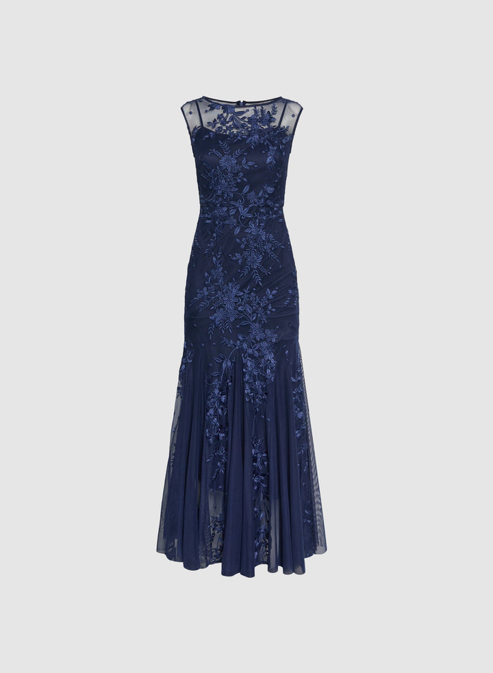 LAURA Floral Embroidered Tulle Dress