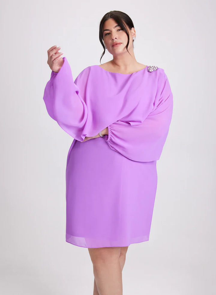 LAURA Brooch Embellished Capelet Dress