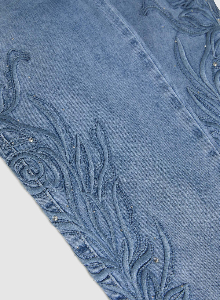 LAURA Embroidered Straight-Leg Jeans