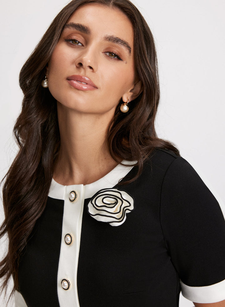 LAURA Rosette Embellished Knit Dress