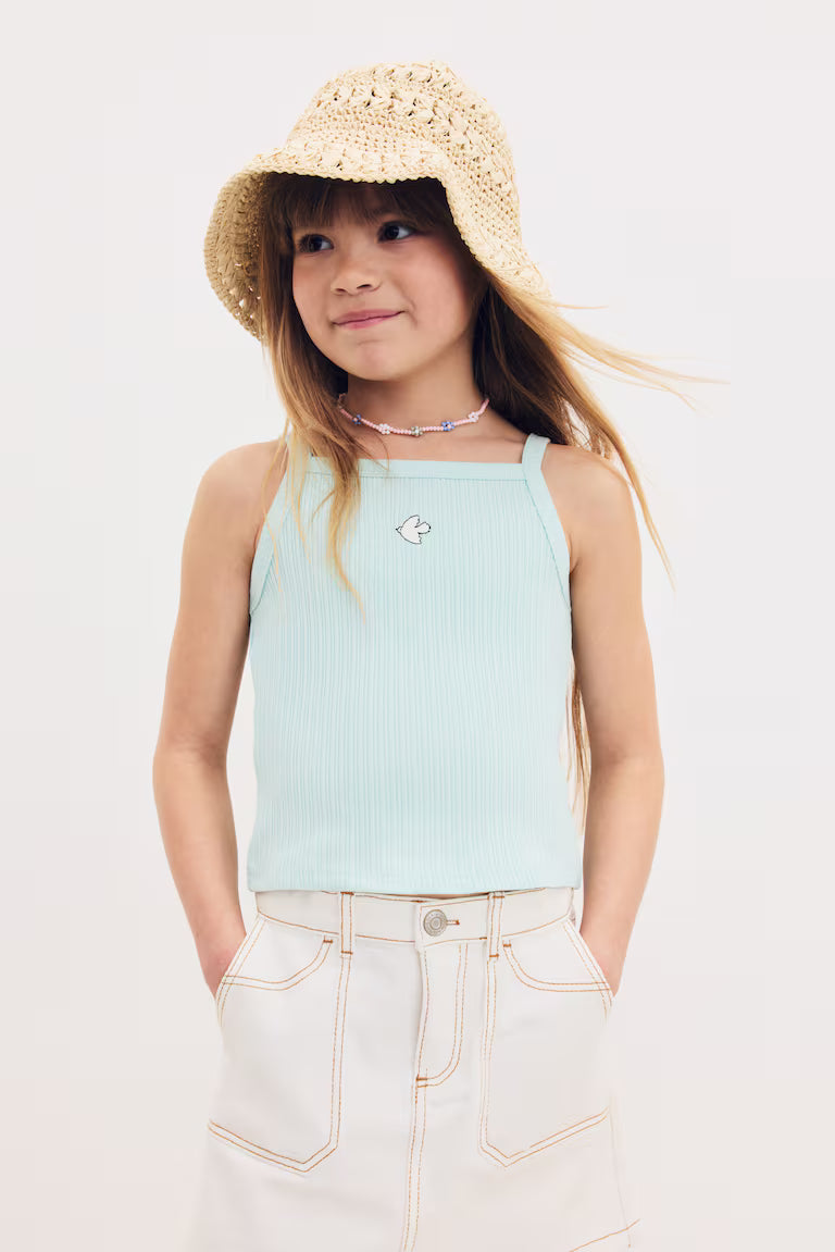 H&M Embroidered-Detail Strappy Top
