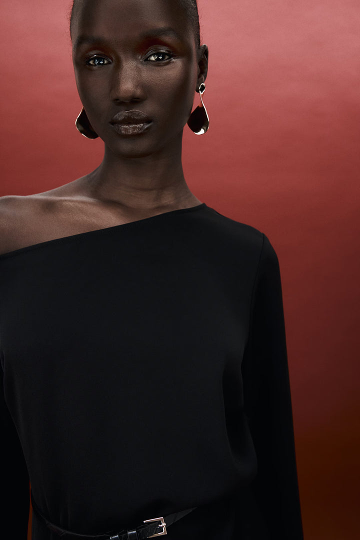 H&M Belted One-Shoulder Dress