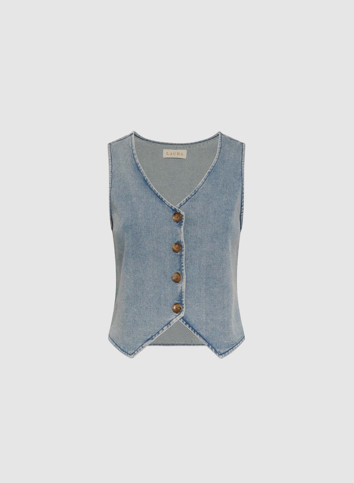 LAURA Button-Down Denim Vest