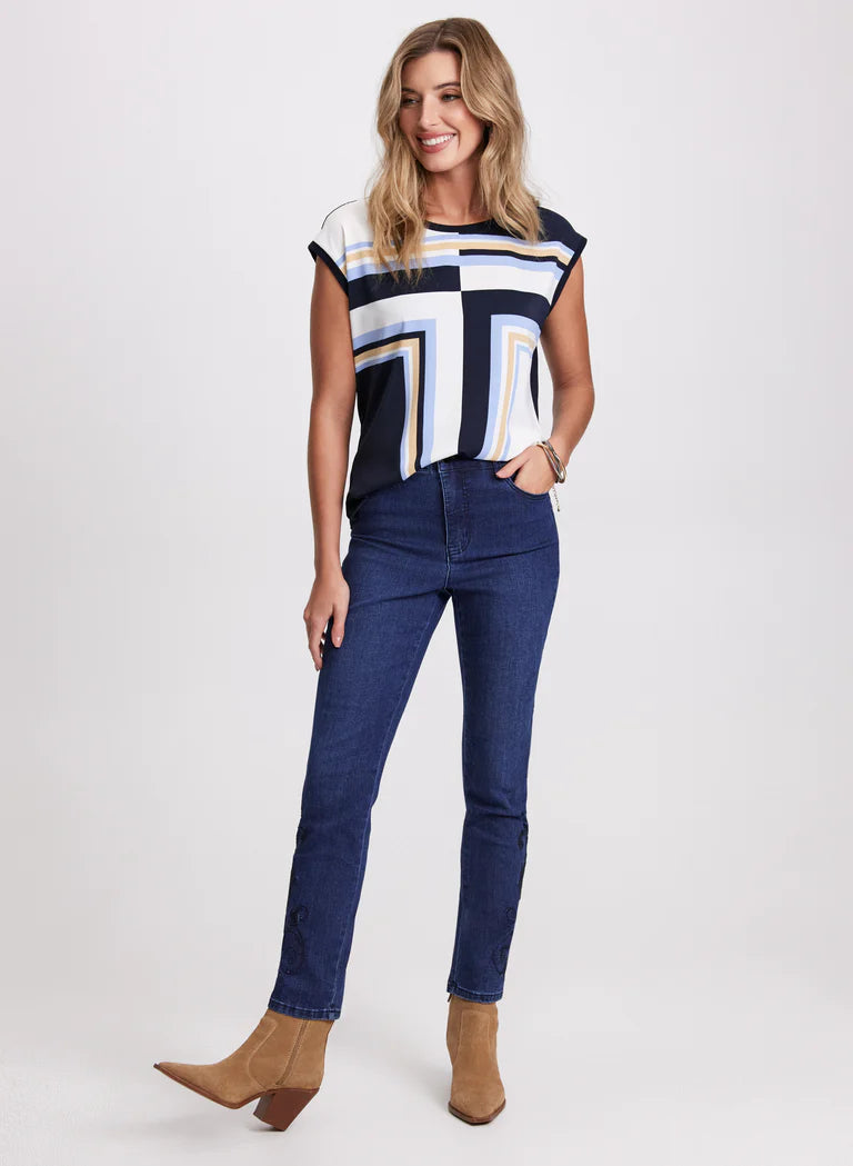 LAURA Geometric Print Top