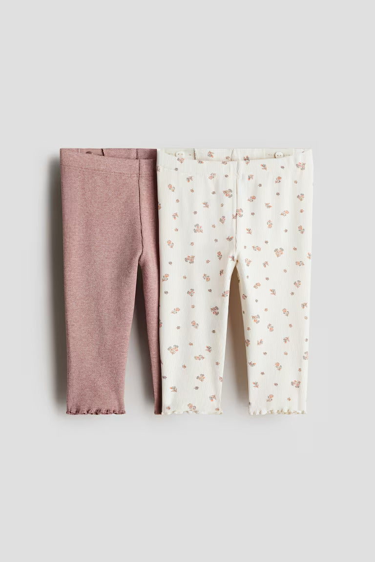 H&M 2-pack Ribbed Cotton Leggings