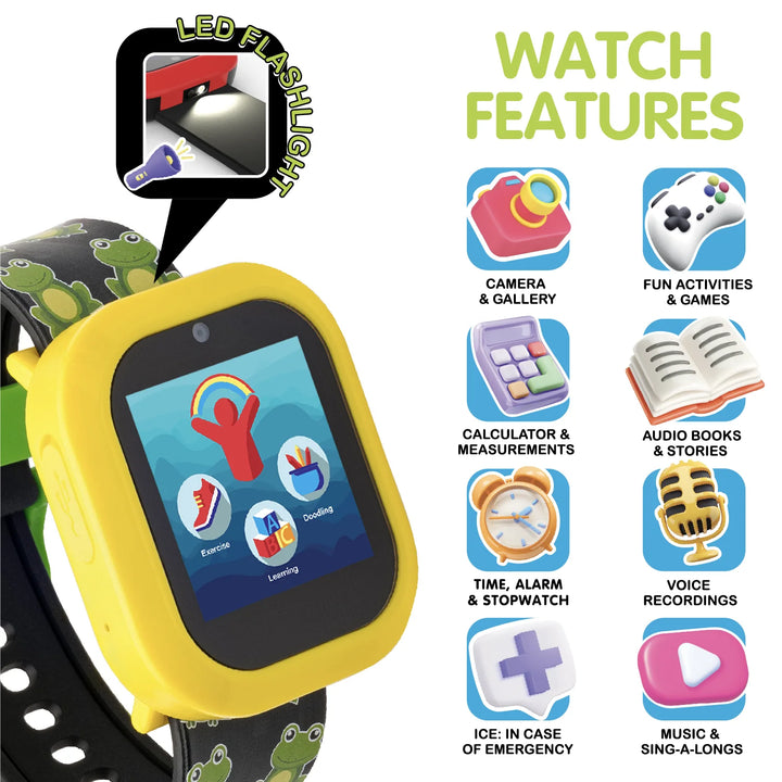 iTech Junior Kids iTech Jr Frog Smartwatch with on Ear Light up Boys Bluetooth Headphones