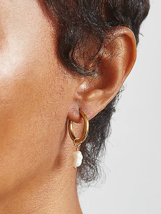 Gap Gold Single Pearl Huggie Earrings