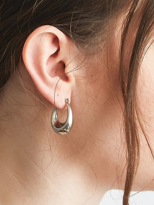 Gap Silver Oval Hoop Earrings