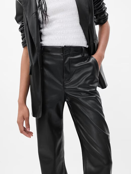 Gap Mid Rise Vegan Leather Loose Pants