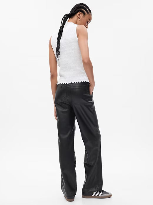 Gap Mid Rise Vegan Leather Loose Pants