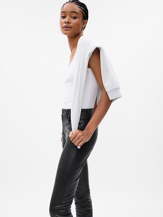 Gap Mid Rise Vegan Leather True Skinny Pants