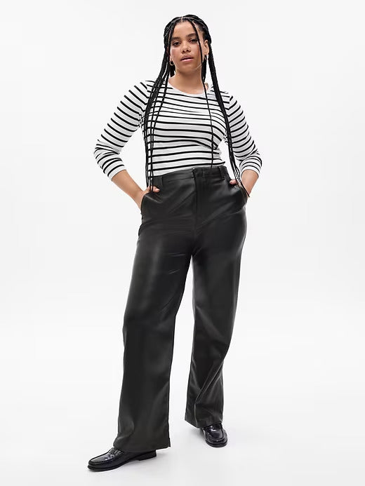 Gap Mid Rise Vegan Leather Loose Pants