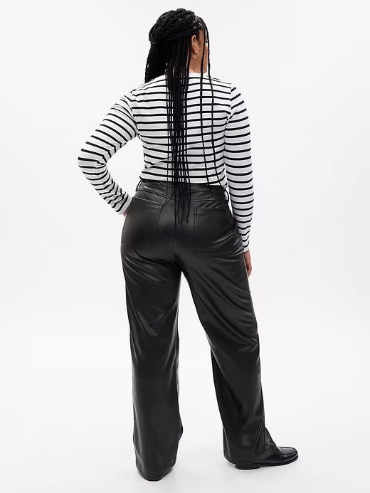 Gap Mid Rise Vegan Leather Loose Pants