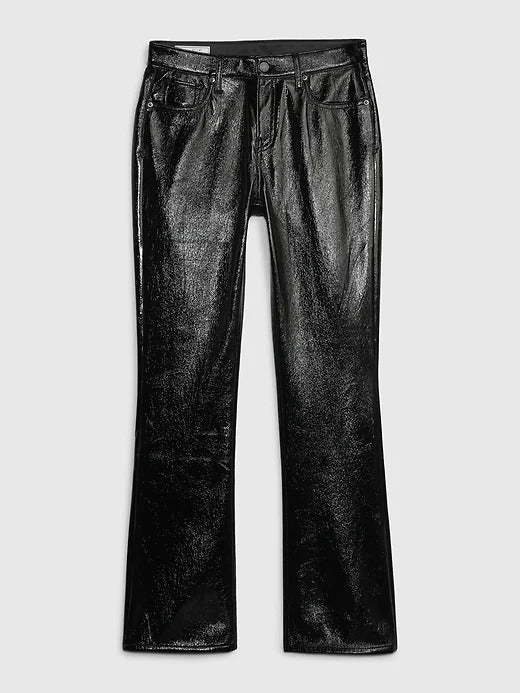 Gap Mid Rise Vegan Patent Leather Baby Boot Pants