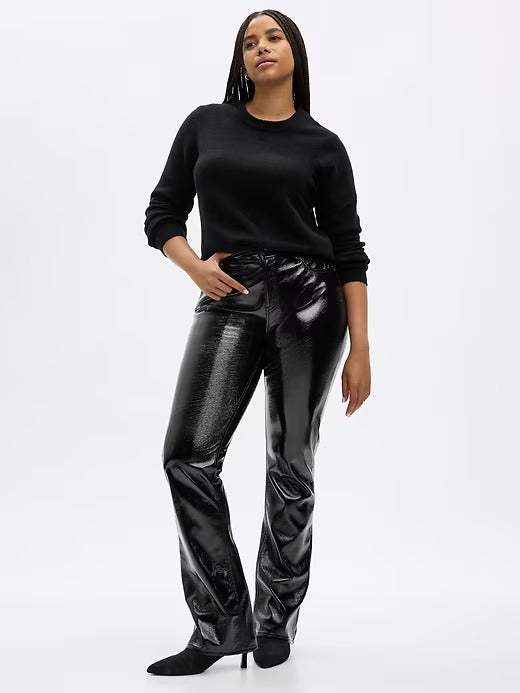 Gap Mid Rise Vegan Patent Leather Baby Boot Pants