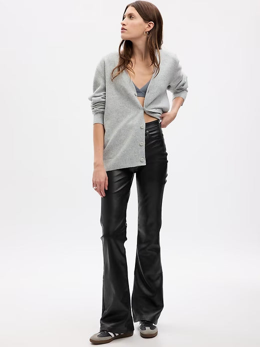 Gap High Rise Vegan Leather '70s Flare Pants