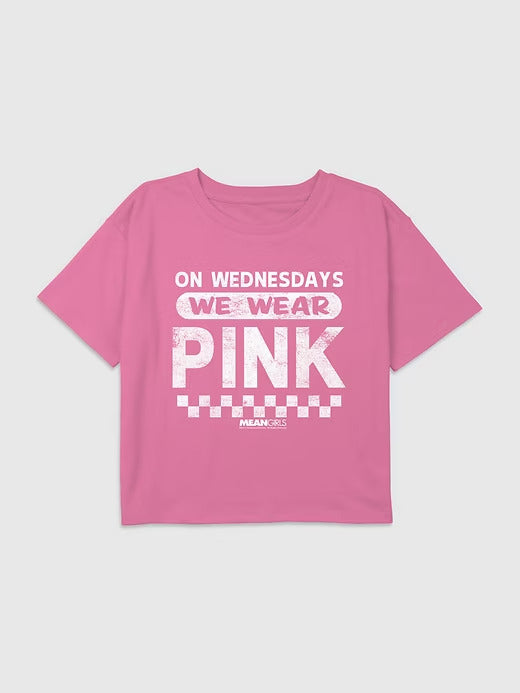 Gap Kids Mean Girls On Wednesdays We Wear Pink Graphic Boxy Crop Tee