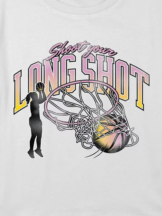 Gap Kids Basketball Long Shot Graphic Boxy Crop Tee