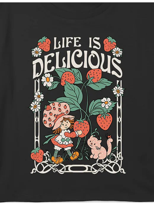 Gap Kids Strawberry Shortcake Life Is Delicious Graphic Boxy Crop Tee