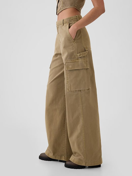 Gap Mid Rise Cargo Baggy Khakis
