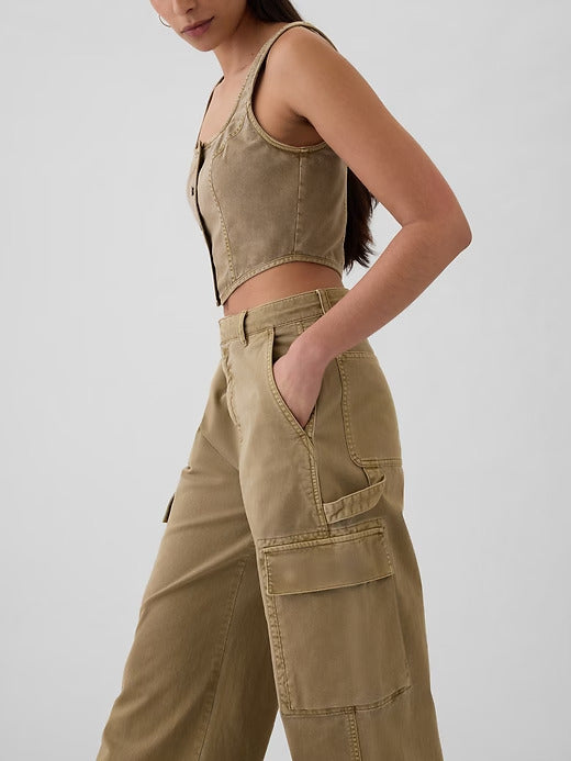 Gap Mid Rise Cargo Baggy Khakis